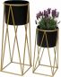 Preview: DanDiBo Blumenhocker mit Topf Metall Gold Schwarz 2er Set Blumenständer 96046 Blumensäule Modern Pflanzenständer Pflanzenhocker