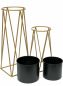 Preview: DanDiBo Blumenhocker mit Topf Metall Gold Schwarz 2er Set Blumenständer 96046 Blumensäule Modern Pflanzenständer Pflanzenhocker