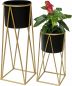 Preview: DanDiBo Blumenhocker mit Topf Metall Gold Schwarz 2er Set Blumenständer 96046 Blumensäule Modern Pflanzenständer Pflanzenhocker