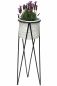 Preview: DanDiBo Blumenhocker mit Topf Metall Schwarz Weiß L 75 cm Blumenständer 96043 Blumensäule Modern Pflanzenständer Pflanzenhocker