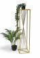 Preview: DanDiBo Blumenhocker Metall Gold Eckig 100 cm Blumenständer Beistelltisch 96567 Blumensäule Design Modern Pflanzenständer Pflanzenhocker