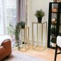 Preview: DanDiBo Blumenhocker Metall Gold Eckig Blumenständer Beistelltisch 96506 2er Set Blumensäule Modern Pflanzenständer Pflanzenhocker