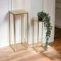 Preview: DanDiBo Blumenhocker Metall Gold Eckig Blumenständer Beistelltisch 96506 2er Set Blumensäule Modern Pflanzenständer Pflanzenhocker