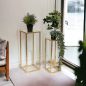 Preview: DanDiBo Blumenhocker Metall Gold Eckig Blumenständer Beistelltisch 96506 2er Set Blumensäule Modern Pflanzenständer Pflanzenhocker