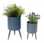 Preview: DanDiBo Blumentopf mit Füßen Pflanztopf Blumenkübel mit Beinen Metall Grau 2er Set 96260 Modern Pflanzenständer