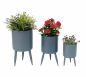 Preview: DanDiBo flower pot with feet plant pot flower pot with legs metal grey set of 3 96260 Modern plant stand