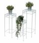 Preview: DanDiBo Blumenhocker Weiß Metall Eckig Blumenständer 96314 3er Set Beistelltisch Blumensäule Modern Pflanzenständer Pflanzenhocker