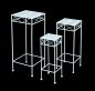 Preview: DanDiBo Blumenhocker Weiß Metall Eckig Blumenständer 96314 3er Set Beistelltisch Blumensäule Modern Pflanzenständer Pflanzenhocker