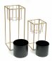 Preview: DanDiBo Flower Stool with Pot Metal Gold Black Square Set of 2 Flower Stands 96035 Flower Column Modern Plant Stand Plant Stool