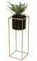Preview: DanDiBo Flower Stool with Pot Metal Gold Black Angular L 70 cm Flower Stand 96035 Flower Column Modern Plant Stand Plant Stool