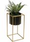 Preview: DanDiBo Blumenhocker mit Topf Metall Gold Schwarz Eckig S 45 cm Blumenständer 96035 Blumensäule Modern Pflanzenständer Pflanzenhocker