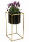 Preview: DanDiBo Blumenhocker mit Topf Metall Gold Schwarz Eckig S 45 cm Blumenständer 96035 Blumensäule Modern Pflanzenständer Pflanzenhocker