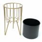 Preview: DanDiBo Blumenhocker mit Topf Metall Gold Schwarz Rund 2er Set Blumenständer 96039 Blumensäule Modern Pflanzenständer Pflanzenhocker