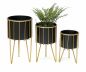 Preview: DanDiBo Blumenhocker mit Topf Metall Gold Schwarz Rund 3er Set Blumenständer 96039 Blumensäule Modern Pflanzenständer Pflanzenhocker