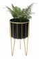 Preview: DanDiBo Blumenhocker mit Topf Metall Gold Schwarz Rund L 45 cm Blumenständer 96039 Blumensäule Modern Pflanzenständer Pflanzenhocker
