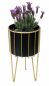 Preview: DanDiBo Blumenhocker mit Topf Metall Gold Schwarz Rund L 45 cm Blumenständer 96039 Blumensäule Modern Pflanzenständer Pflanzenhocker