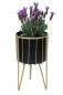 Preview: DanDiBo Blumenhocker mit Topf Metall Gold Schwarz Rund M 40 cm Blumenständer 96039 Blumensäule Modern Pflanzenständer Pflanzenhocker
