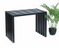 Preview: DanDiBo Hocker Metall Schwarz Sitzbank Massiv Wetterfest 60 cm Sitzhocker 96447 Ela Modern Bank Lamellenhocker