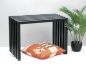 Preview: DanDiBo Hocker Metall Schwarz Sitzbank Massiv Wetterfest 60 cm Sitzhocker 96447 Ela Modern Bank Lamellenhocker
