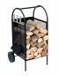 Preview: DanDiBo Kaminholzregal Innen Metall Schwarz Kaminholzständer 80 cm mit Kaminbesteck und Rädern 96358 Kaminholzwagen