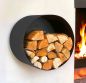 Preview: DanDiBo Firewood Rack Indoor Metal Black Round Wall 50 cm Firewood Rack with Back Panel 96433 Wall Mounted Hanging Wood Basket Firewood Holder Wood Rack