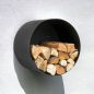 Preview: DanDiBo Firewood Rack Indoor Metal Black Round Wall 50 cm Firewood Rack with Back Panel 96433 Wall Mounted Hanging Wood Basket Firewood Holder Wood Rack
