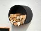 Preview: DanDiBo Firewood Rack Indoor Metal Black Round Wall 50 cm Firewood Rack with Back Panel 96433 Wall Mounted Hanging Wood Basket Firewood Holder Wood Rack