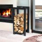 Preview: DanDiBo Kaminholzregal Innen Metall Schwarz Stehend Kaminholzständer 96467 Kaminholzhalter Brennholzregal Feuerholzregal