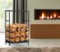 Preview: DanDiBo Kaminholzregal Innen Metall Schwarz Kaminholzständer 80 cm mit Schublade 96356 Holzkorb Kaminholzhalter Holzregal