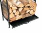 Preview: DanDiBo Kaminholzregal Innen Metall Schwarz Kaminholzständer 80 cm mit Schublade 96356 Holzkorb Kaminholzhalter Holzregal