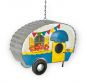 Preview: DanDiBo Vogelhaus zum Aufhängen Metall Deko Wohnwagen Wetterfest 96254 Nistkasten Futterstation für Vögel Shabby mit Kette Caravan Camper Balkon