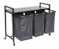 Preview: DanDiBo Laundry basket 3 compartments with shelf Black metal 96500 Laundry collector Laundry trolley with wheels Laundry box Laundry basket Laundry bag Modern