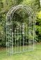 Preview: DanDiBo Rosenbogen mit Tür Metall Verzinkt Breite 140 cm Rundbogen Feuerverzinkt Wetterfest Massiv Volleisen Rankhilfe