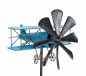 Preview: DanDiBo garden plug metal aeroplane XL 160 cm double decker blue 96099 wind chime wind wheel weatherproof garden decoration garden stick ground plug