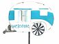Preview: DanDiBo Garden Plug Metal Caravan XL 160 cm Blue White Caravan 96103 Wind Chime Welcome Wind Wheel Weatherproof Garden Decoration Garden Stick Ground Plug Camper