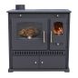 Preview: Kaminofen mit Backfach und Herdplatte Perfect Eco Schwarz Links Holzofen 7 kW Kamin Ofen Holz Werkstattofen Hüttenofen Heizofen Gartenofen