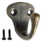 Preview: 1x Wandhaken Kleiderhaken Vintage 40 mm Antik Messing Haken Garderobenhaken Braun