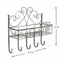 Preview: DanDiBo wall shelf metal 96010 coat rack 41 cm towel rail grey bathroom shelf kitchen shelf 5 hooks