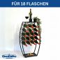 Preview: Weinregal Metall Schwarz Stehend 83 cm 96640 Weinständer für 18 Flaschen Dekorativer Weinflaschenhalter in Fass-Optik Flaschenregal mit Ablage