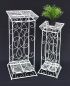 Preview: DanDiBo Flower Stool Metal White Square Set of 2 63 cm - 77 cm Flower Stand 20304 Flower Column