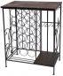 Preview: Weinregal mit Holzablage 12977 Flaschenregal mit Glashalter 83 cm Braun Metall Holz Flaschenhalter Weinschrank Regal Stehend