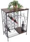 Preview: Weinregal mit Holzablage 12977 Flaschenregal mit Glashalter 83 cm Braun Metall Holz Flaschenhalter Weinschrank Regal Stehend
