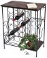 Preview: Weinregal mit Holzablage 12977 Flaschenregal mit Glashalter 83 cm Braun Metall Holz Flaschenhalter Weinschrank Regal Stehend