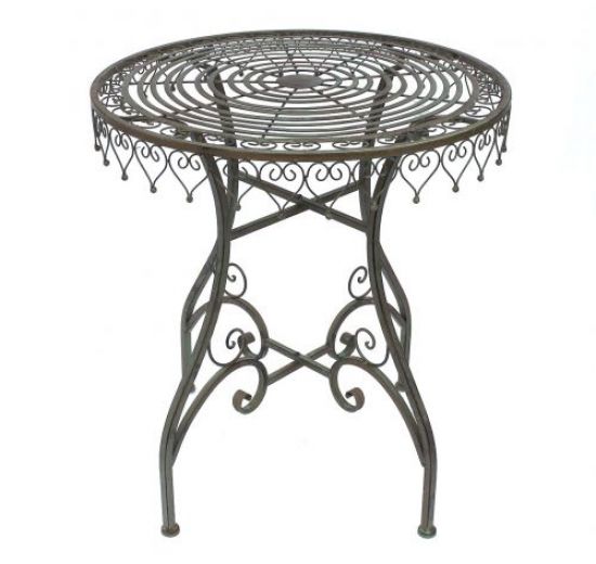 Preview: DanDiBo bistro table antique round folding table Malega 12184 bistro table garden table metal iron table balcony table vintage