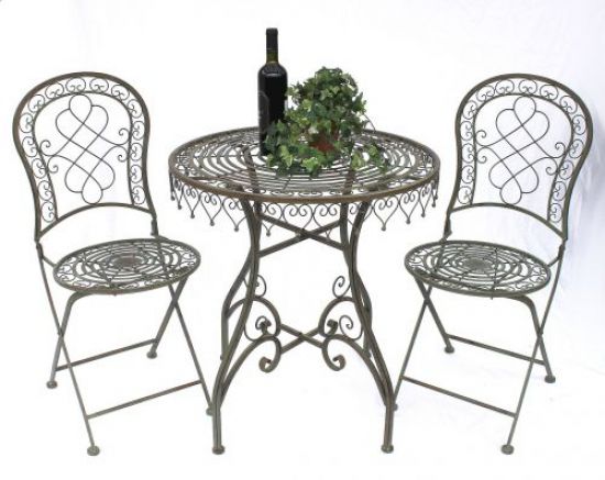 DanDiBo seating group iron garden antique bistro set Malega bistro table with 2 chairs foldable metal garden table