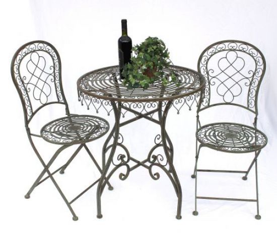 Preview: DanDiBo seating group iron garden antique bistro set Malega bistro table with 2 chairs foldable metal garden table