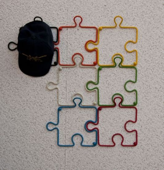 Preview: Designer Kleiderhaken "Puzzle" 20cm Garderobe Wandhaken Haken aus Metall