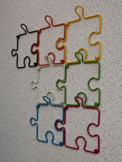 Preview: Designer Kleiderhaken "Puzzle" 20cm Garderobe Wandhaken Haken aus Metall