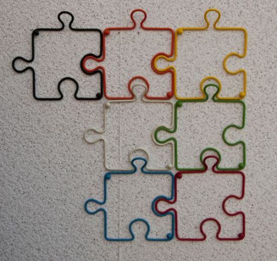 Preview: Designer Kleiderhaken "Puzzle" 20cm Garderobe Wandhaken Haken aus Metall