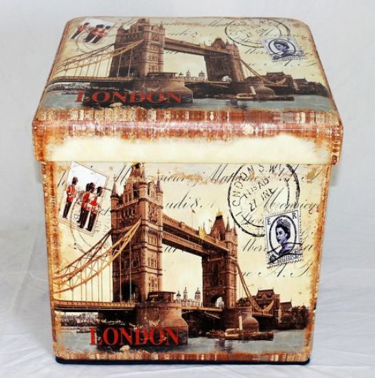 Preview: Hocker aus Kunstleder Sitzhocker 2216 Aufbewahrungsbox 40cm Sitzwürfel Truhe Korb